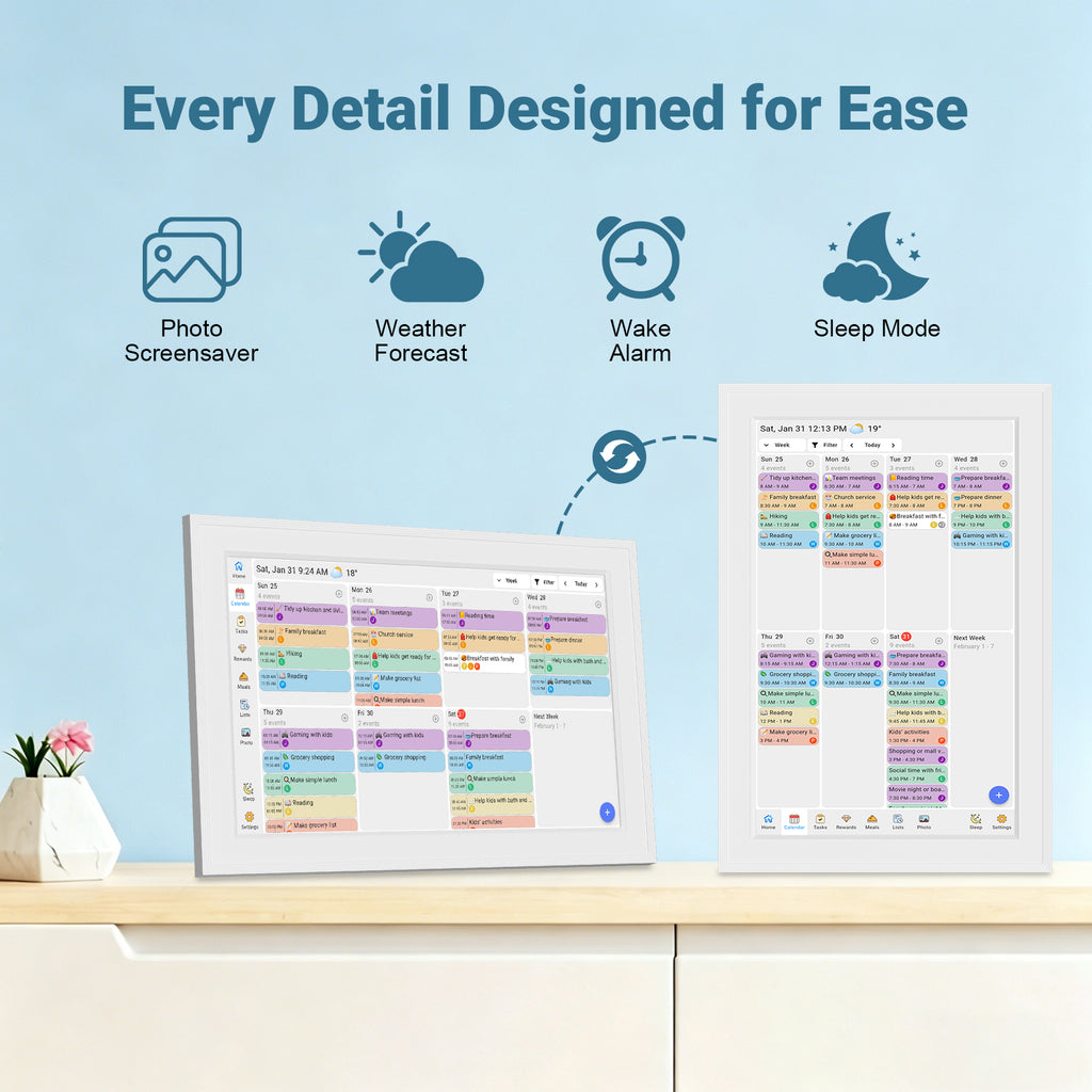 Digital calendar, 10.1-inch smart WiFi electronic calendar & household schedule, IPS HD touch screen displays family schedules, instantly sharing wonderful moments anytime, anywhere