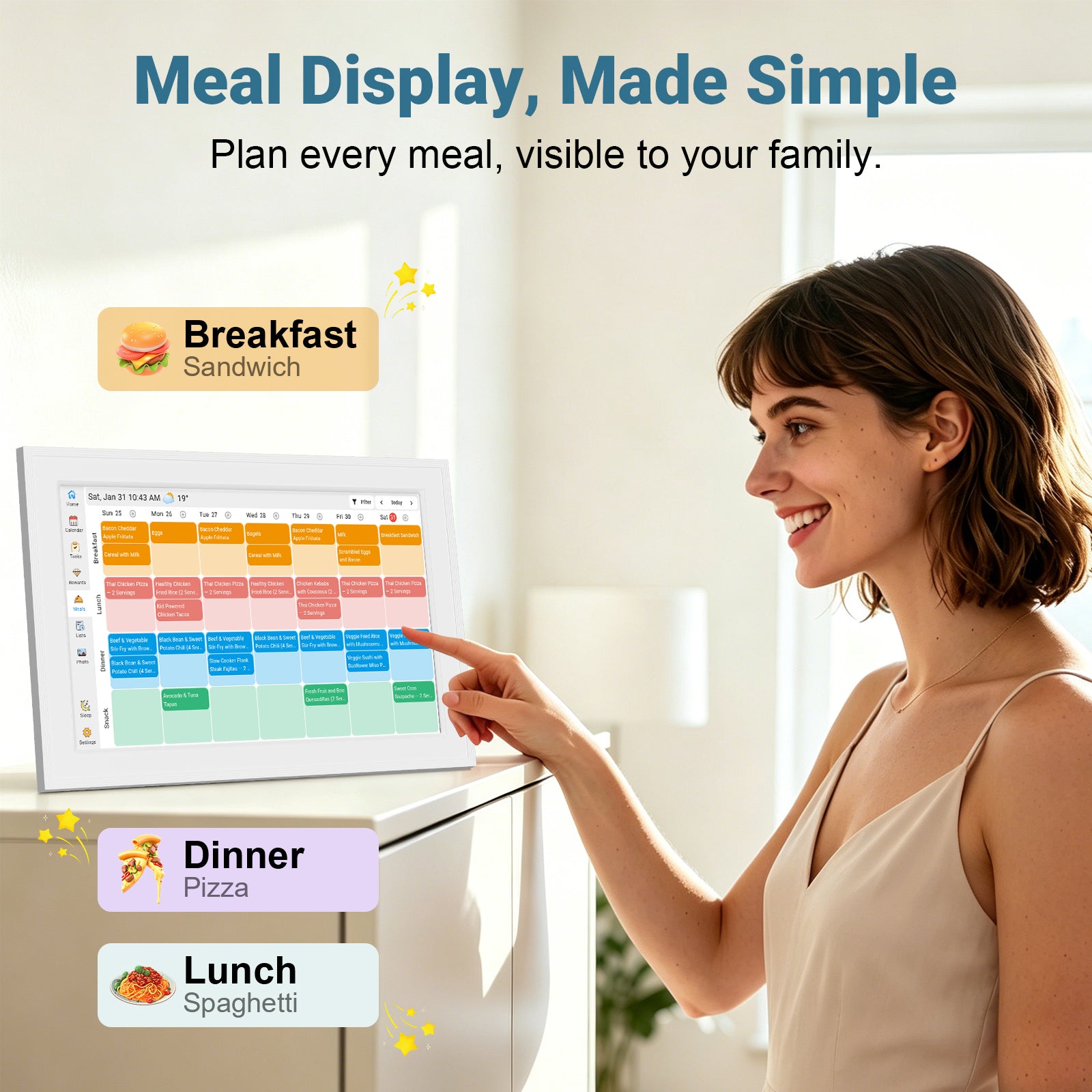 Digital calendar, 15.6-inch smart WiFi electronic calendar & household schedule, IPS HD touch screen displays family schedules, instantly sharing wonderful moments anytime, anywhere