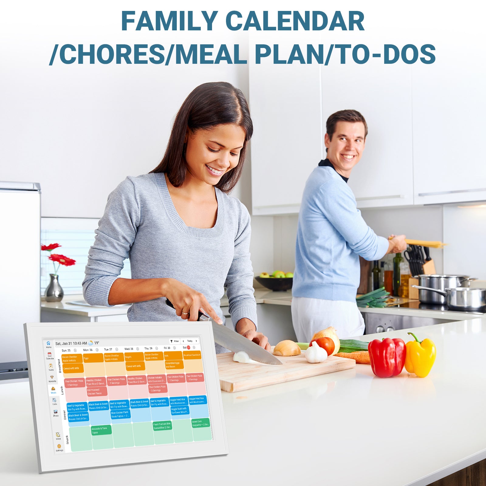 Digital calendar, 15.6-inch smart WiFi electronic calendar & household schedule, IPS HD touch screen displays family schedules, instantly sharing wonderful moments anytime, anywhere